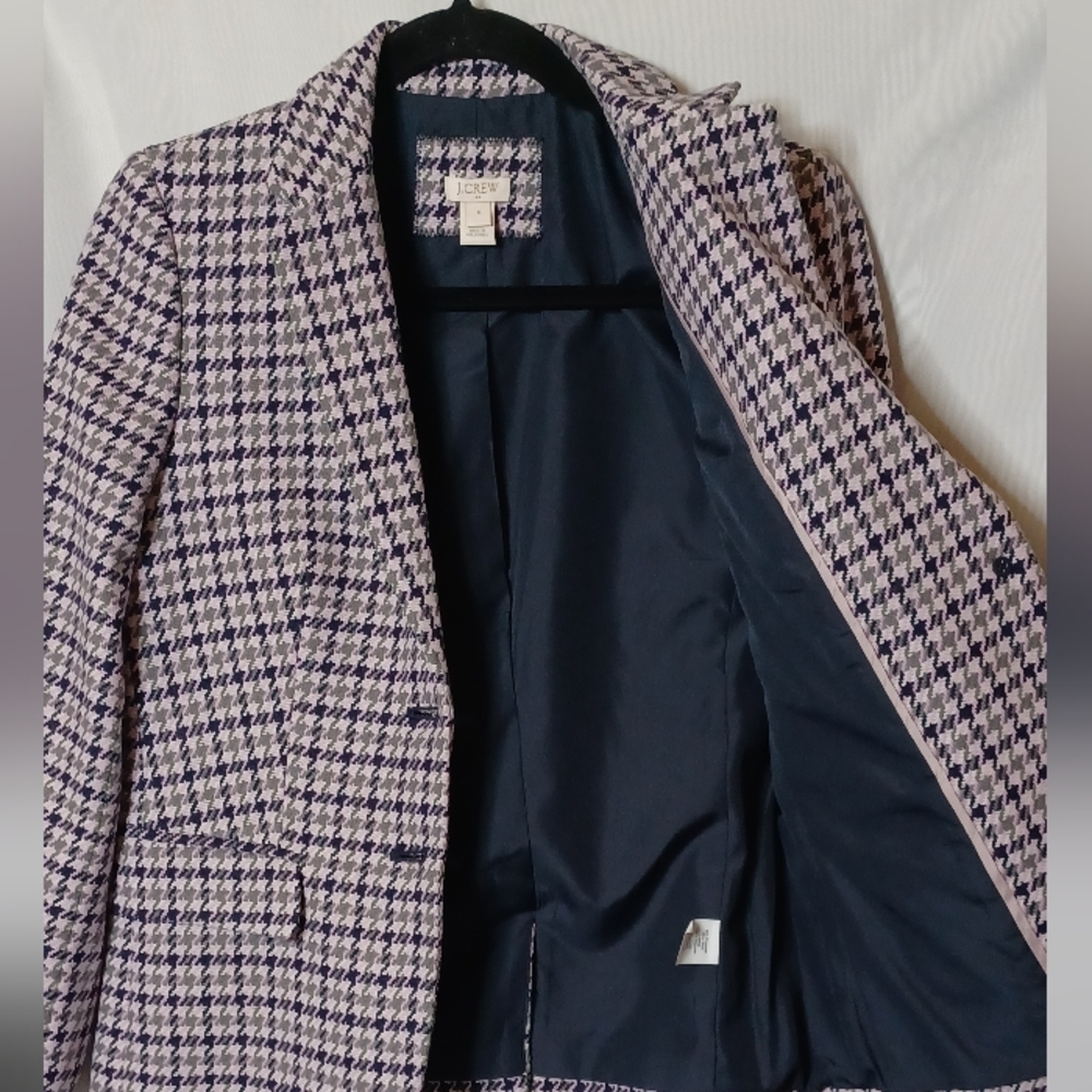 J.CREW Women's Wool Blend Houndstooth Blazer. Size 4 - Picture 13 of 16